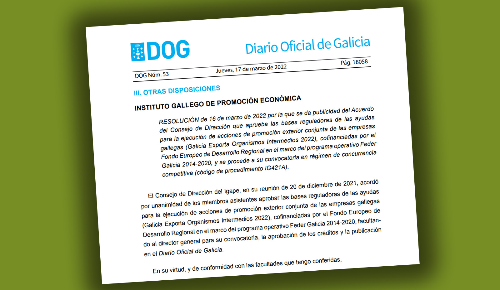 Aberto o prazo de solicitude das axudas para a execución de accións de ...